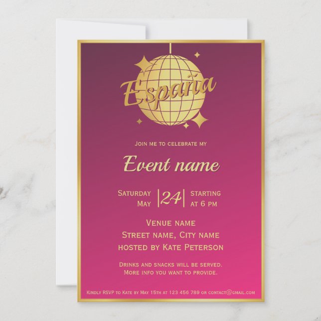 Invitation de fête rose d'enterrement de vie de je (Devant)