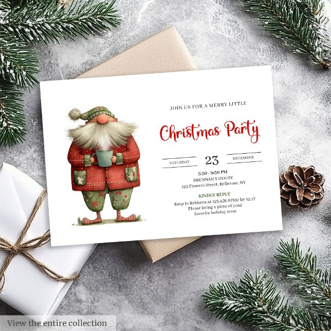 Invitation de fête rouge et verte imprimable avec  (Santa Claus Humor Printable Red Green Party Invite

)