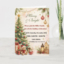 Invitation de fête rustique de vacances d'hiver Jo