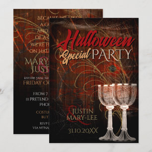 Invitation de fête rustique Halloween vintage char