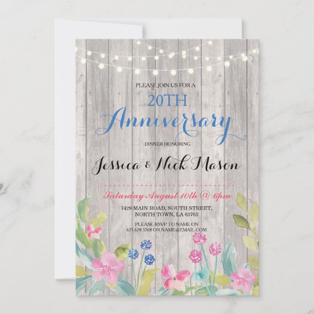 Invitation de fête rustique pour anniversaire de m (Devant)