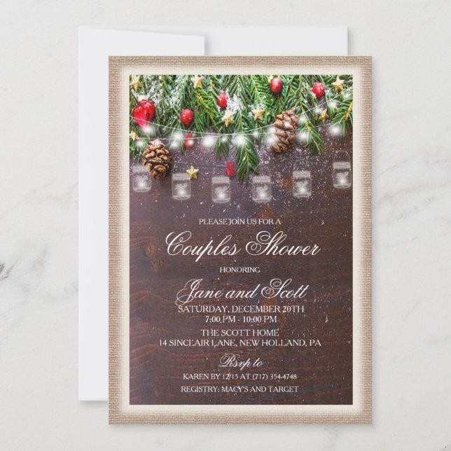 Invitation de fête rustique pour couples de vacanc (Devant)