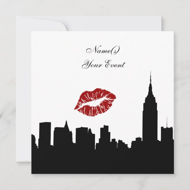 Invitation de fête silhouette de la skyline de NYC (Devant)