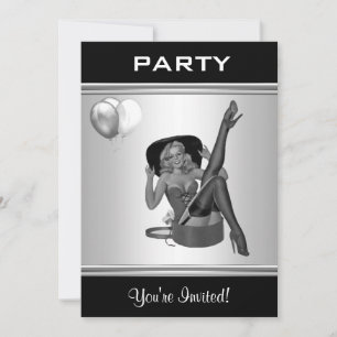 Invitation de fête style noir et blanc Pin-Up Girl