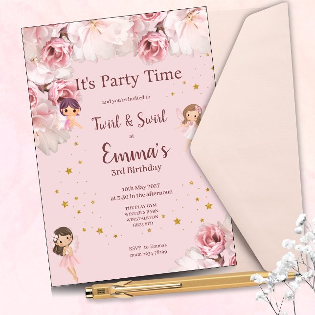 Invitation de fête sur le thème de la fée pour enf (Créateur téléchargé)