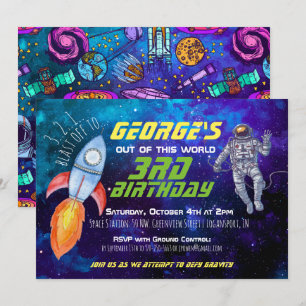 Invitation de fête sur le thème de l'espace