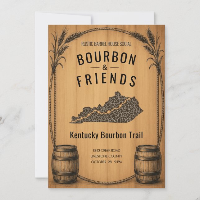 Invitation de fête sur le thème du Bourbon rustiqu (Devant)