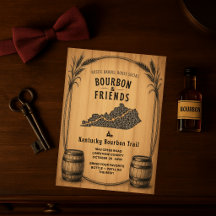 Invitation de fête sur le thème du bourbon rustiqu