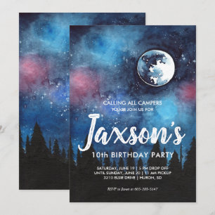 Invitation de fête sur le thème du camping