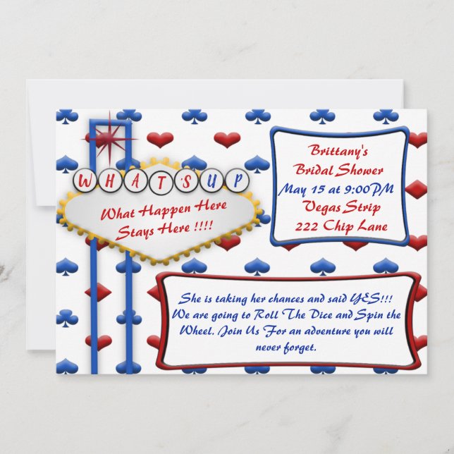 Invitation de fête sur le thème du casino de Las V (Devant)