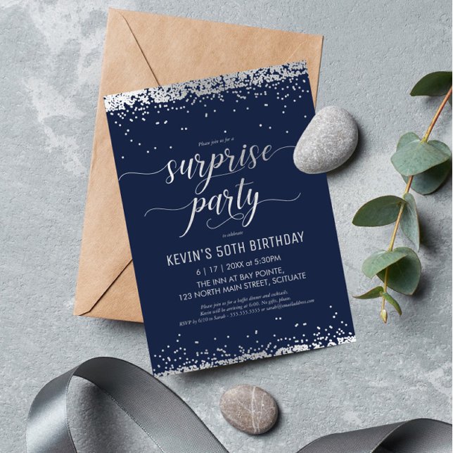 Invitation de fête surprise - Invitation élégante  (Créateur téléchargé)