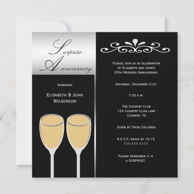Invitation de fête surprise pour anniversaire de m (Devant)