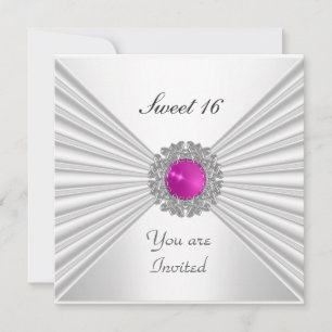 Invitation de fête Sweet 16 Blanc Rose Bijou