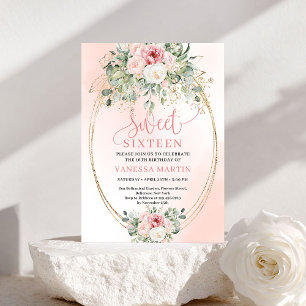Invitation de fête Sweet 16 imprimable rose poudré
