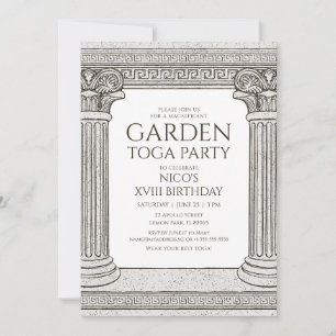 Invitation de fête Toga de jardin avec colonnes de