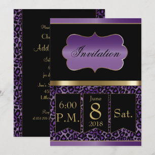 Invitation de fête tout usage - Léopard   Texte à 