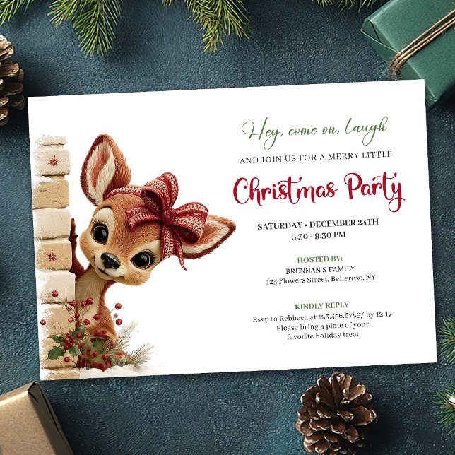 Invitation de fête unique bébé faon mignon dessin  (Unique Baby Fawn Cute Cartoon Watercolor Party Invitation

)