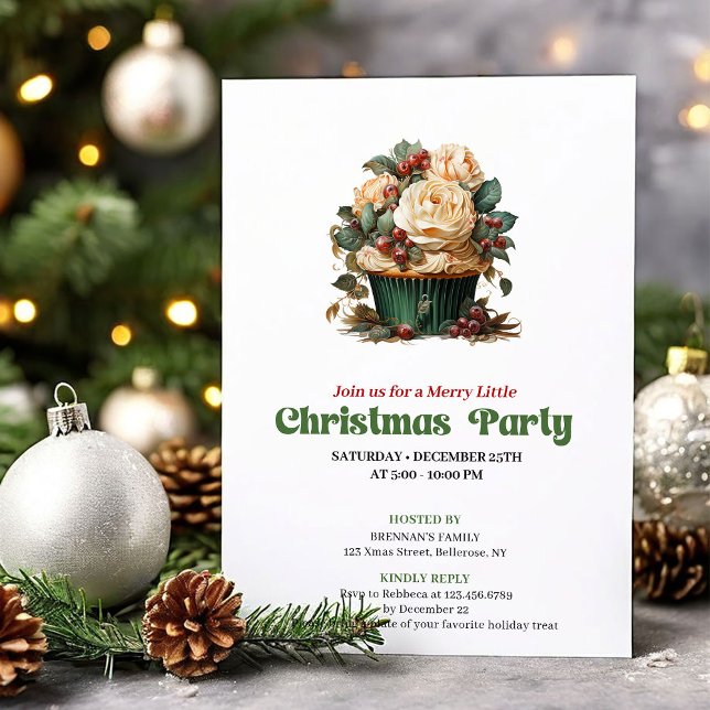 Invitation de fête unique pour un muffin de Noël v (Unique vintage Christmas angel party invitation

)