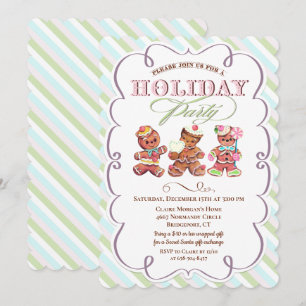 Invitation de fête vintage gingerbread pour les Fê