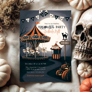 Invitation de fête vintage pour Halloween Carousel