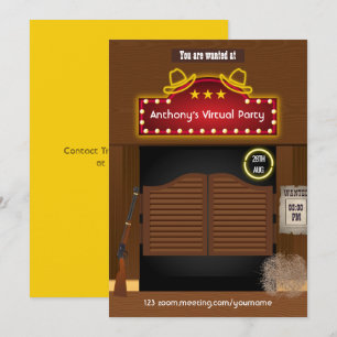 Invitation de fête virtuelle de cowboy de l'Ouest