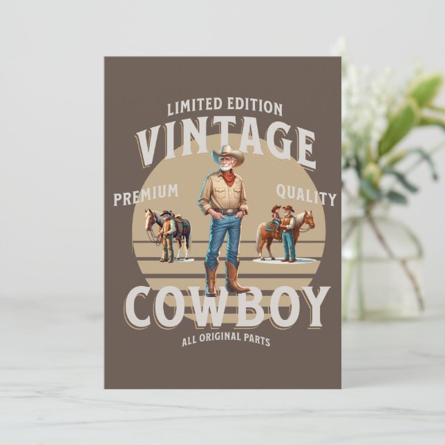 Invitation de fête Western Rodeo Vintage Cowboy (Debout devant)