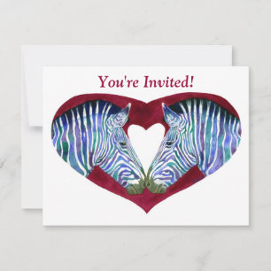Invitation de fête - Zèbres et Coeur