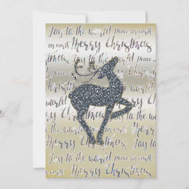Invitation de fêtes de Noël avec RENNE pailleté (Devant)