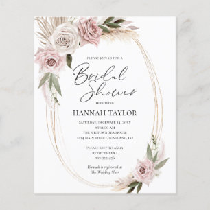 Invitation de Fêtes des mariées florales Boho Budg