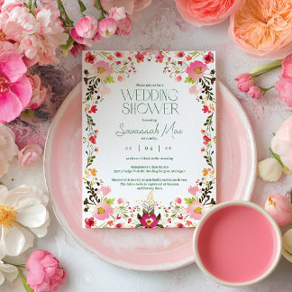 Invitation de Fêtes des mariées florales brillante