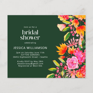 Invitation de Fêtes des mariées florales rose budg