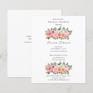 Invitation de Fêtes des mariées florales rose et b