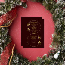 Invitation de feuille de mariage Royal Deep Burgun