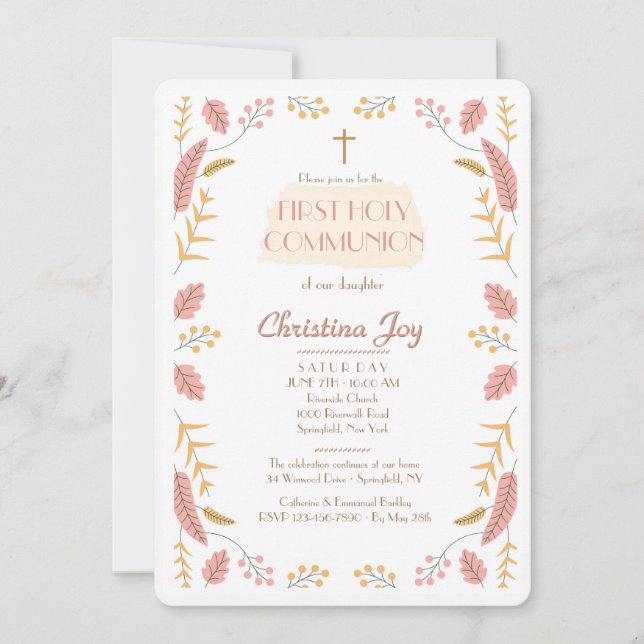 Invitation de feuille et de baies (Devant)