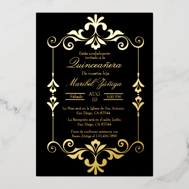 Invitation de feuille Quinceañera (Recto)
