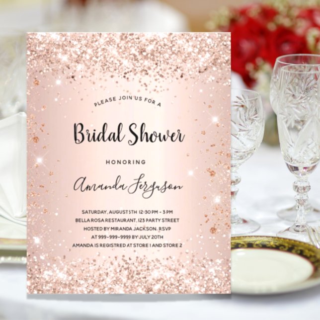Invitation de fiançailles à paillettes rose doré p (Créateur téléchargé)