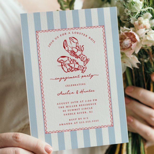 Invitation de fiançailles au crabe "Coastal Charm" (Créateur téléchargé)