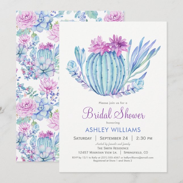 Invitation de Fiançailles aux Succulentes (Devant / Derrière)