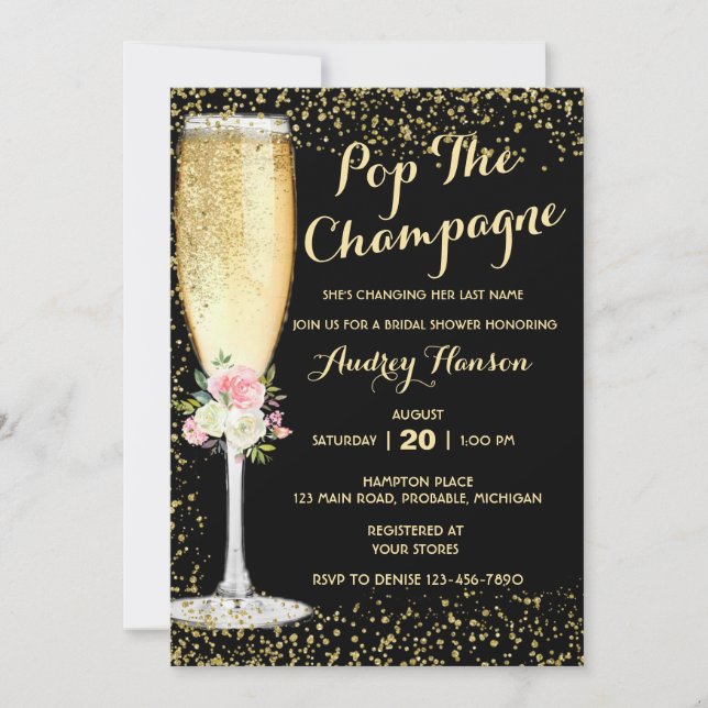 Invitation de Fiançailles avec Brunch au Champagne (Devant)