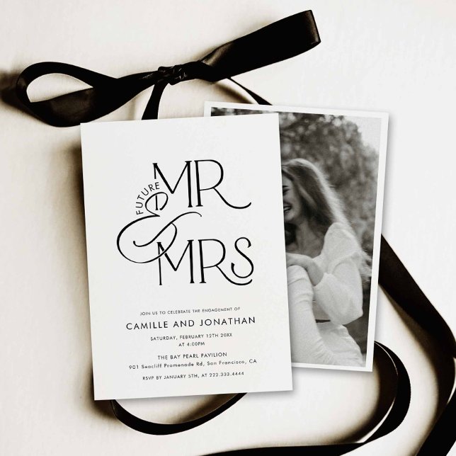 Invitation de fiançailles avec photo moderne (Modern Minimalist Engagement Photo Invitation)