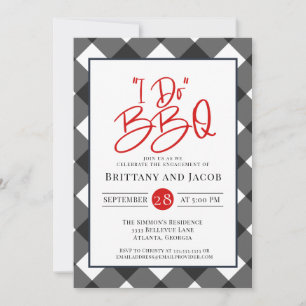 Invitation de Fiançailles BBQ J'fais en noir blanc