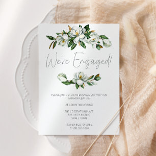 Invitation de Fiançailles blanc Magnolia Floral Ru