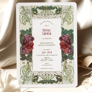 Invitation de Fiançailles Bourgogne Art Nouveau Ro