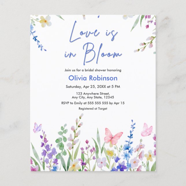 Invitation de fiançailles Budget Love is in Bloom  (Devant)
