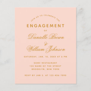 Invitation de Fiançailles budget simple rose