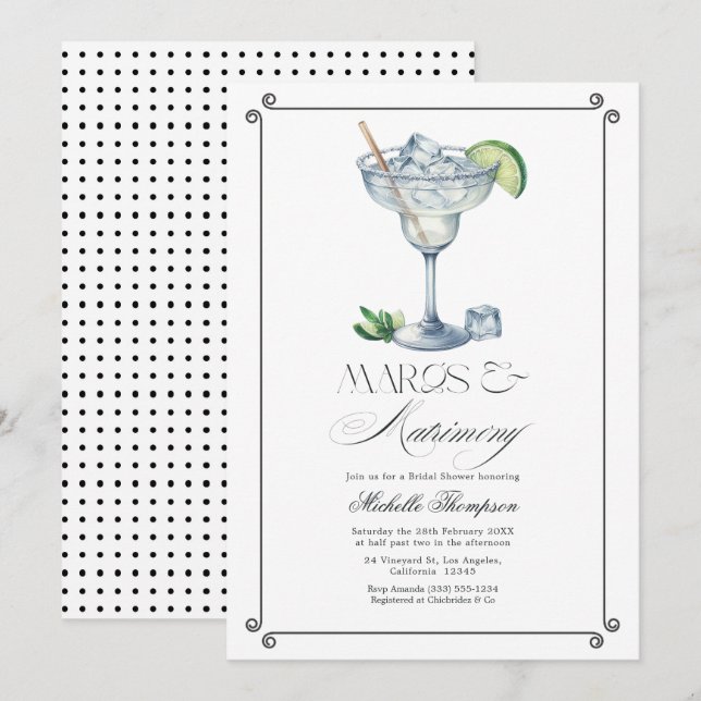Invitation de Fiançailles Classieuse Margs & Matri (Devant / Derrière)