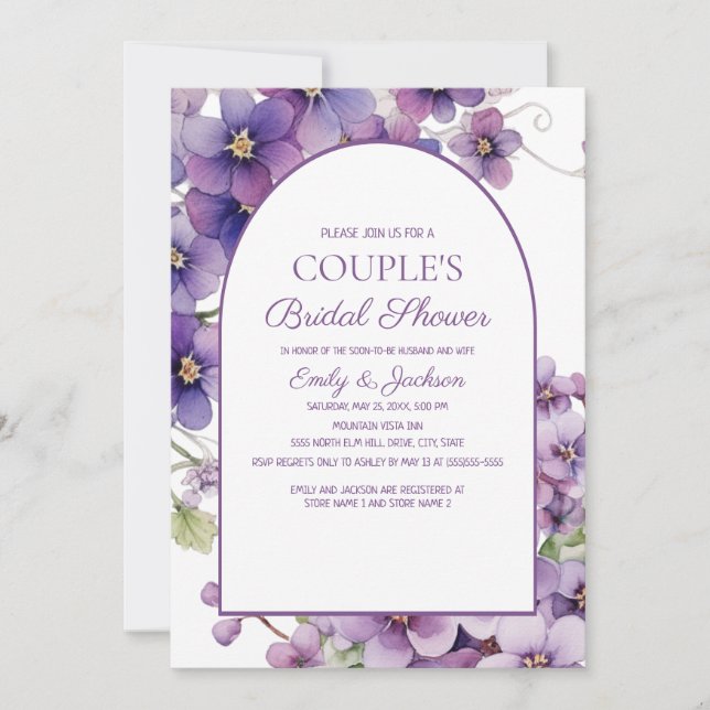 Invitation de Fiançailles Couple Floral Printemps  (Devant)