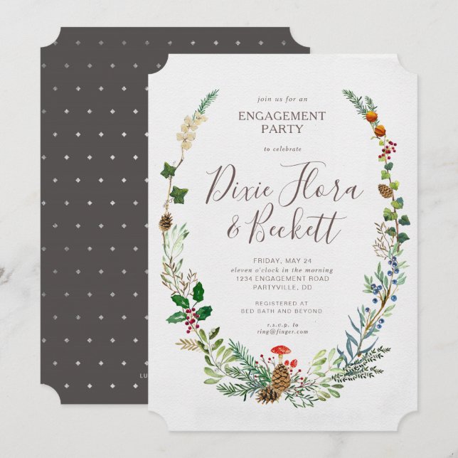 Invitation de Fiançailles de bois d'hiver (Devant / Derrière)