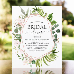 Invitation de fiançailles de greenery Rose Gold à 