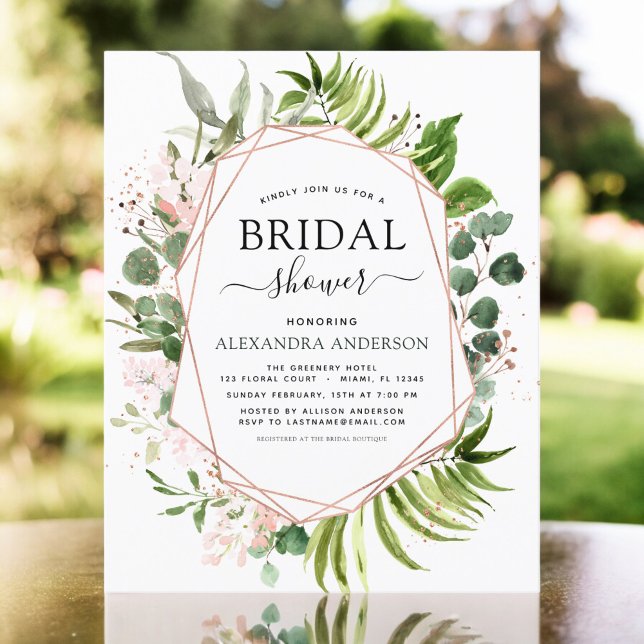 Invitation de fiançailles de greenery Rose Gold à  (Créateur téléchargé)